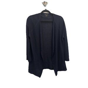 Massimo Dutti Navy Blue Cardigan Open Knit Women Large